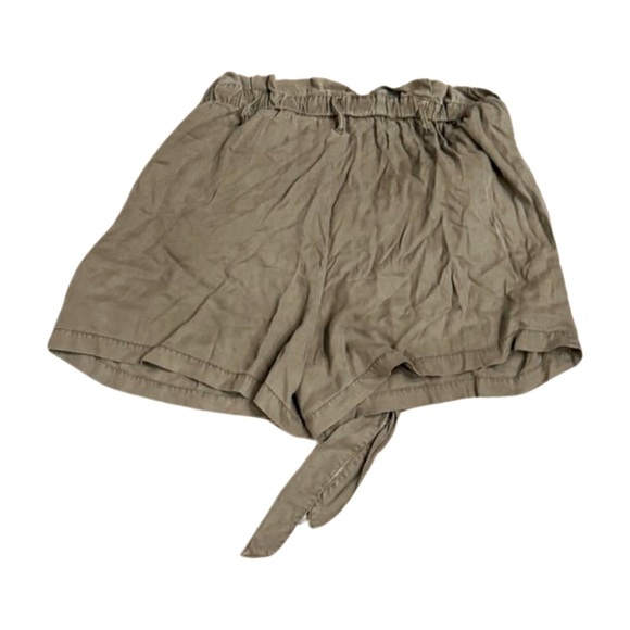 OAT Juniors Chambray Pull-on High-Waisted Paperbag Shorts Dark Green XL $64 NWT - Picture 8 of 9